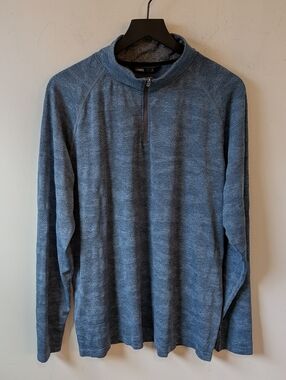 UNRL Men's Blue Quarter Zip Athletic Long Sleeve Shirt Large